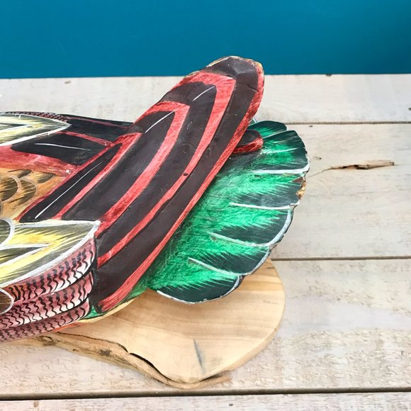VINTAGE Wood Duck Decoy Hand-Painted Bright Colors Distressed Rustic Cabin Decor - Picture 7 of 11